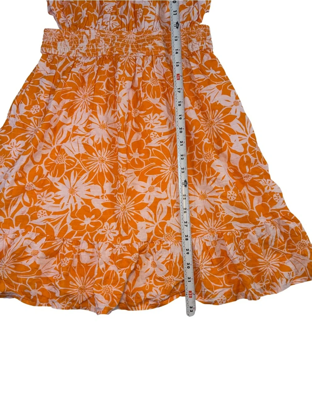 Cat & Jack Orange and White Floral Sundress for Girls. Size XL[14]. Sleeveless.